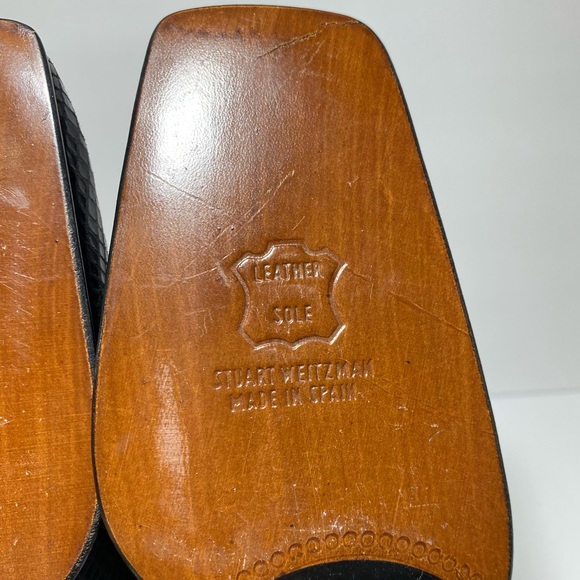 Stuart Weitzman Black Leather Square Toe Heels Pumps.Size 7.5 - Picture 11 of 15